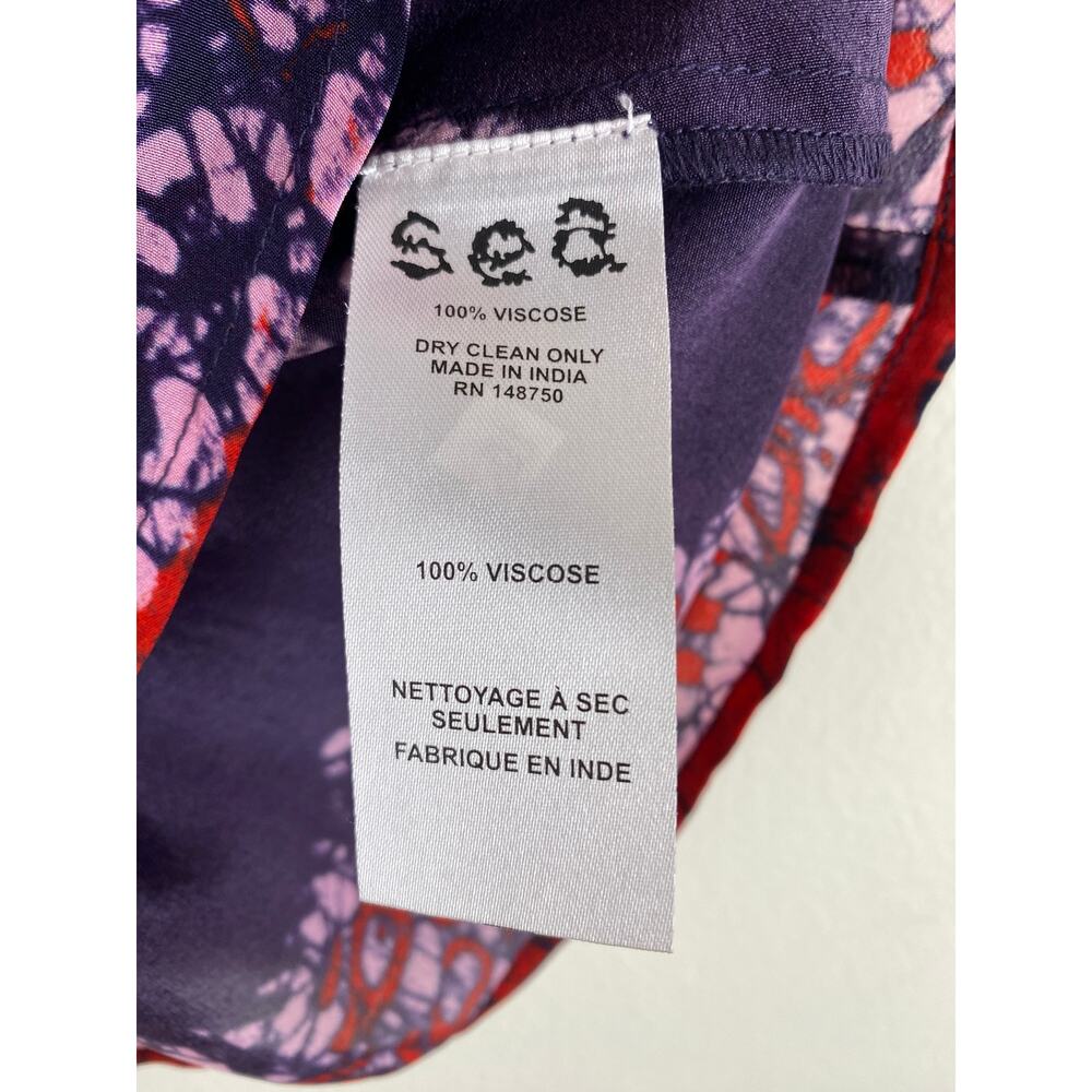 Sea New York Floral Ruffle Sleeve Blouse Navy Red Pom Detail 2 - Picture 15 of 16